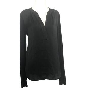 Vince Black Long Sleeve V-Neck Blouse Shirt Size Medium M